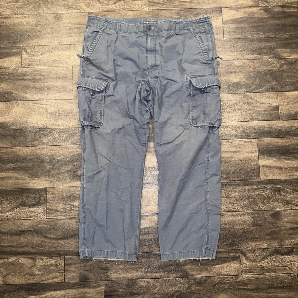 LL Bean Cargo Utility Pants Ripstop Men's Size 44/32 Natural Fit Blue Outdoor